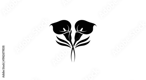 Elegant Black Calla Lily Silhouette Vector Art, Minimalist Floral Design