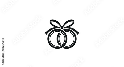 Elegant Wedding Rings with Ribbon Bow Icon