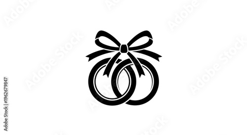 Elegant Wedding Rings with Ribbon Bow - Symbol of Love and Union