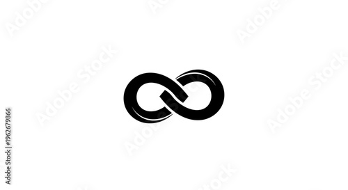 Black infinity symbol on white background, concept of eternity, endlessness, and continuity