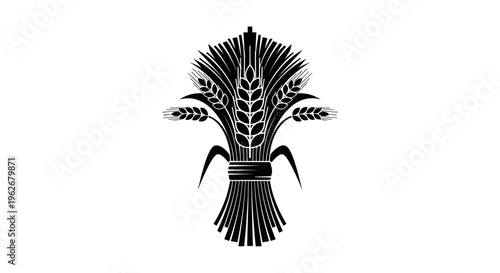 Black and white sheaf of wheat icon, vector illustration