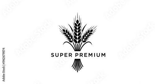 Wheat ears logo, super premium quality, agriculture, bakery, food industry symbol