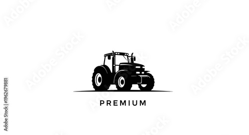 Modern Tractor Silhouette, Agricultural Machinery Vector Illustration