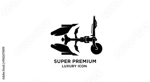 Agricultural Plow Icon Silhouette - Farming Equipment Vector