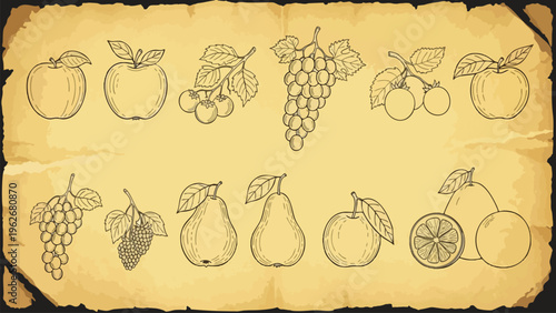 Vintage Fruit Illustrations for Food Packaging, Menus & Health Brands