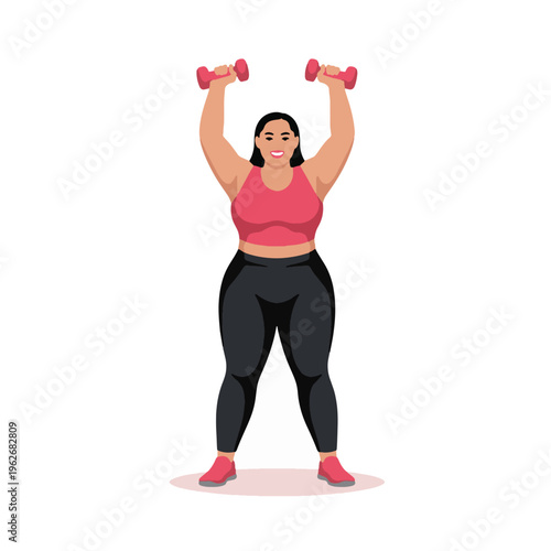 Plus-size Woman Lifting Dumbbells