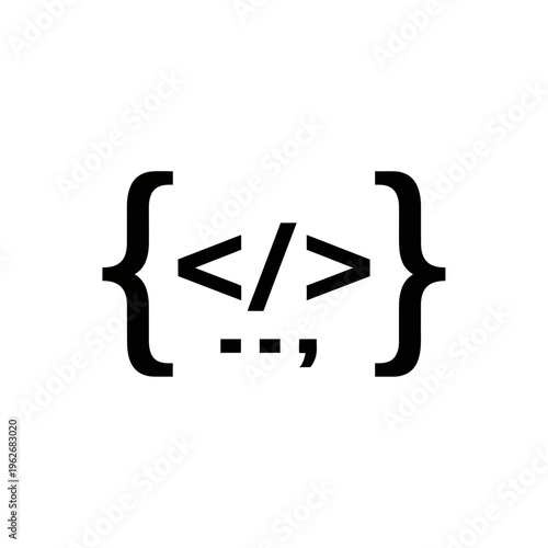 Abstract Representation of a Programming Algorithm Encased in Brackets, Symbolizing Code and Data Structures