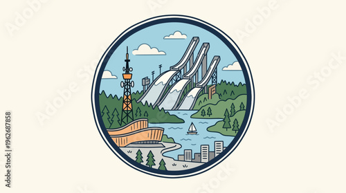 Ski Jumping Complex in a Circular Badge Design