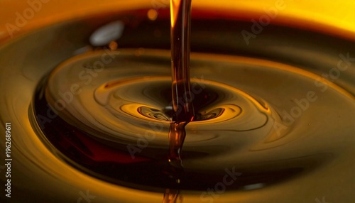 流れ落ちる黒い原油・石油の抽象イメージ　液体オイルの波紋と光沢　エネルギー・産業の背景素材