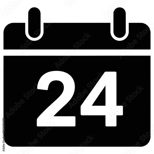 Simple calendar icon with the number twenty four displayed prominently
