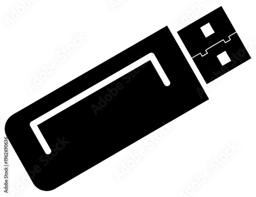 Black usb flash drive on a white background