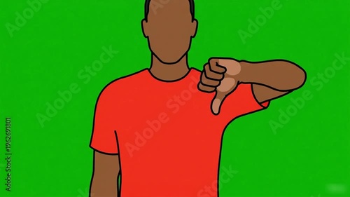 Man Giving Thumbs Down on Green Screen.