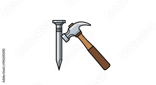 Hammer and nail close up.