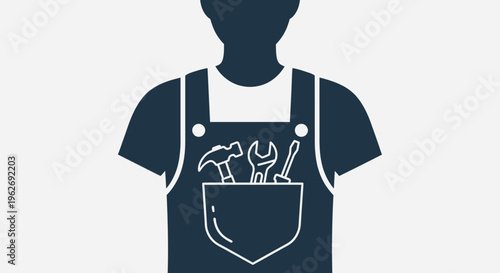 Man wearing an apron with tools.