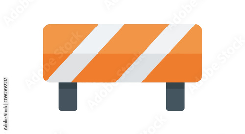 Orange and white road construction barrier.