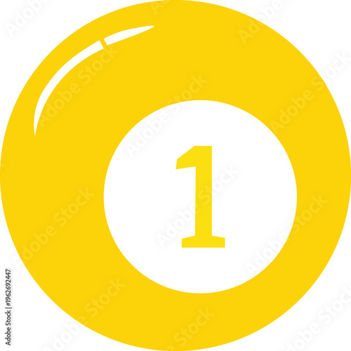 Yellow Number One Circle Icon.
