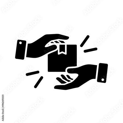 Package Handover Delivery Service Silhouette Icon
