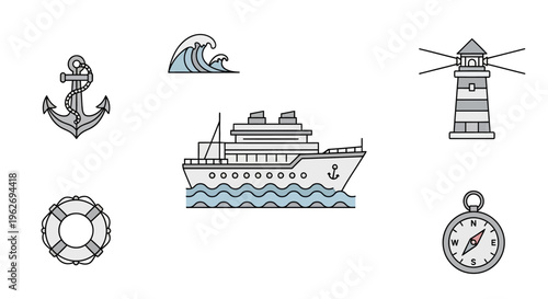 Cruise Ship Sailing Ocean Voyage.