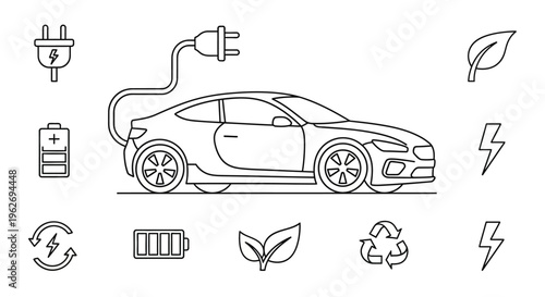 Electric car with charging plug.