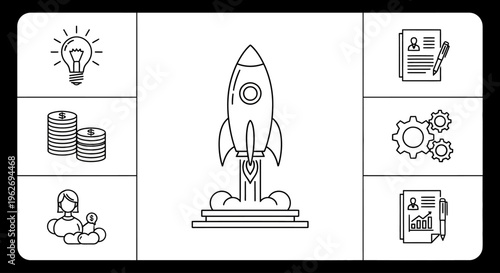 Rocket Ship Launching into Space.