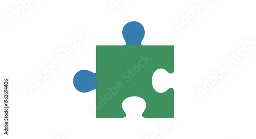 Green puzzle piece with blue pieces.