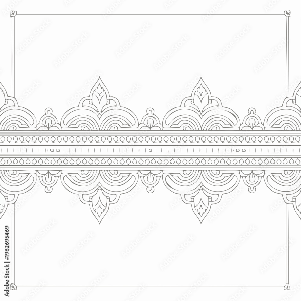 Fototapeta premium line art vector border with decorative accents, thin consistent stroke, modern clean style