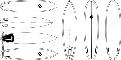 Surfboard vector realistic set icon.Vector illustration surfboard for wave.Isolated icon hawaii of surf board.

