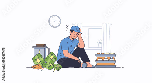 Man Counting Money While Sitting with Cash.