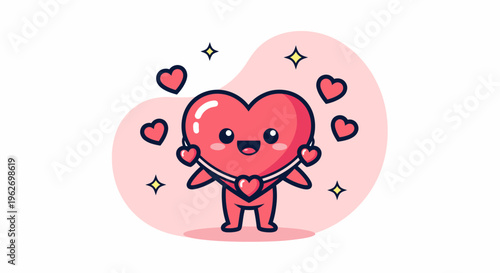 Friendly cartoon heart character with arms open.