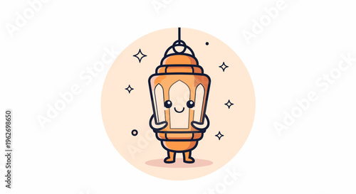 Hanging Lantern Illustration With Warm Ambient Light.