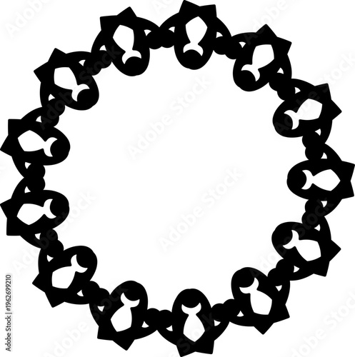 Decorative Fish Chain Circle Icon