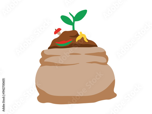 Compost Bag with Plant Illustration