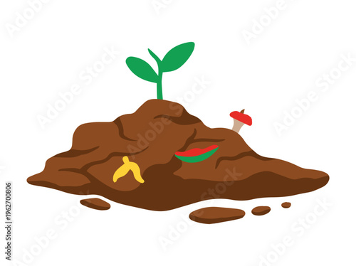 Compost Pile with Plant Illustration