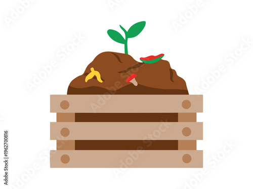 Compost Bin with Plant Illustration
