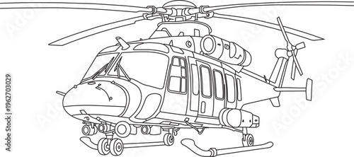 Rescue helicopter outline illustration