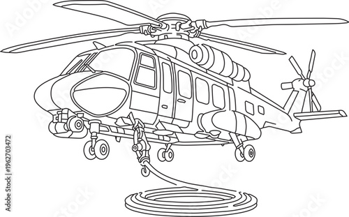 Rescue helicopter outline illustration