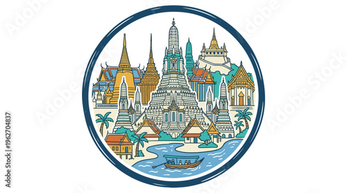 Iconic Bangkok Landmark Wat Arun Temple in a Circle