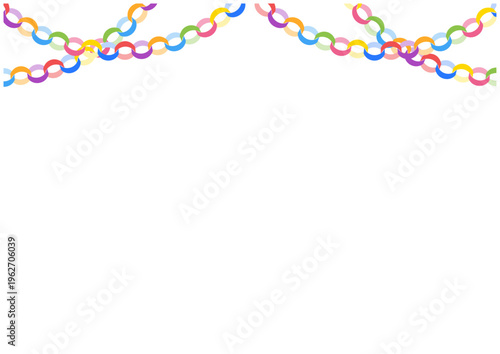 二重の輪つなぎガーランド横長フレーム 豪華装飾ベクター