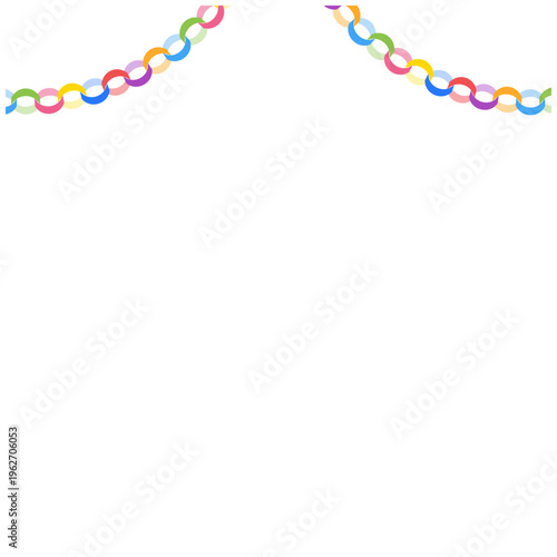 山型に垂れる輪つなぎガーランドの正方形フレーム ベクター素材