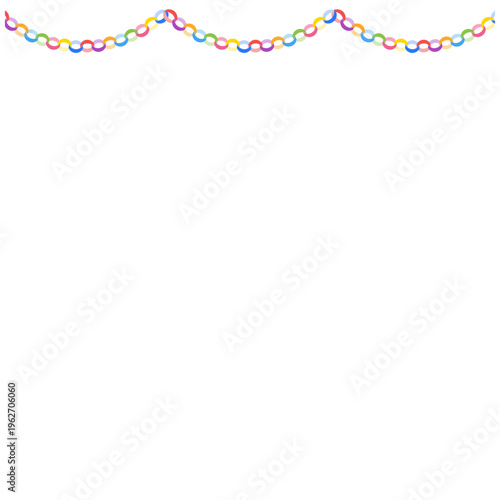 波型ガーランド付き輪つなぎ正方形フレーム ベクター素材