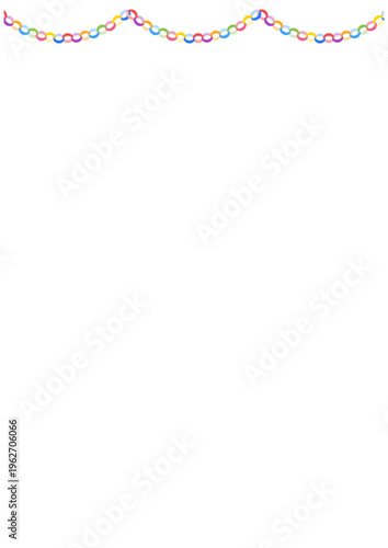 波型カーブの輪つなぎガーランド縦長フレーム ベクター素材