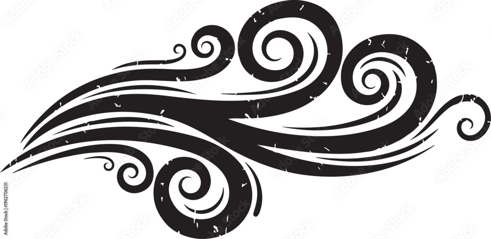 Fototapeta premium Black swirly abstract tattoo design on white background illustration