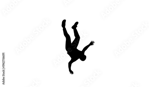 Person Falling Silhouette Vector Illustration Isolated on White Background Action Pose