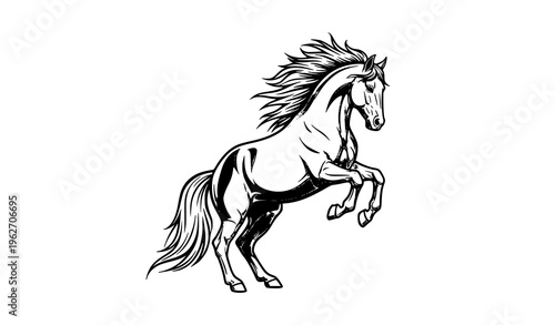 Majestic rearing horse vector silhouette powerful equine logo design