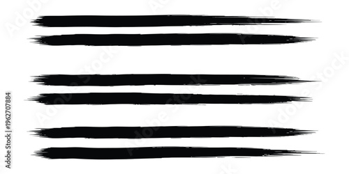 A digital artwork featuring five horizontal black brushstrokes on a white background