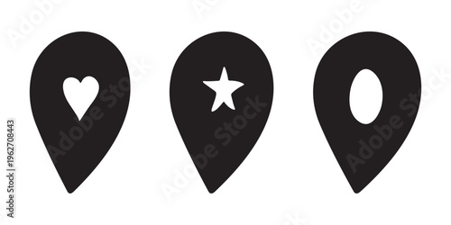 Set of hand drawn map pin Map marker pointer sign GPS and mapping tools Location pin symbol Pinpoint clipart in doodle style Single element for web, design