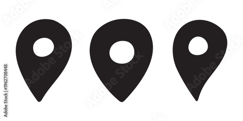 Set of hand drawn map pin Map marker pointer sign GPS and mapping tools Location pin symbol Pinpoint clipart in doodle style Single element for web, design