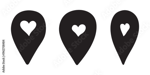 Set of hand drawn map pin Map marker pointer sign GPS and mapping tools Location pin symbol Pinpoint clipart in doodle style Single element for web, design