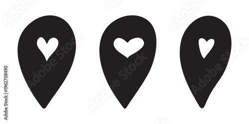 Set of hand drawn map pin Map marker pointer sign GPS and mapping tools Location pin symbol Pinpoint clipart in doodle style Single element for web, design