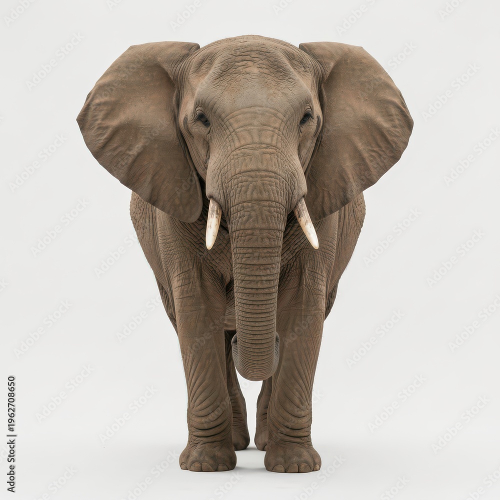 Obraz premium African Elephant 3D Rendering Isolated on White Background